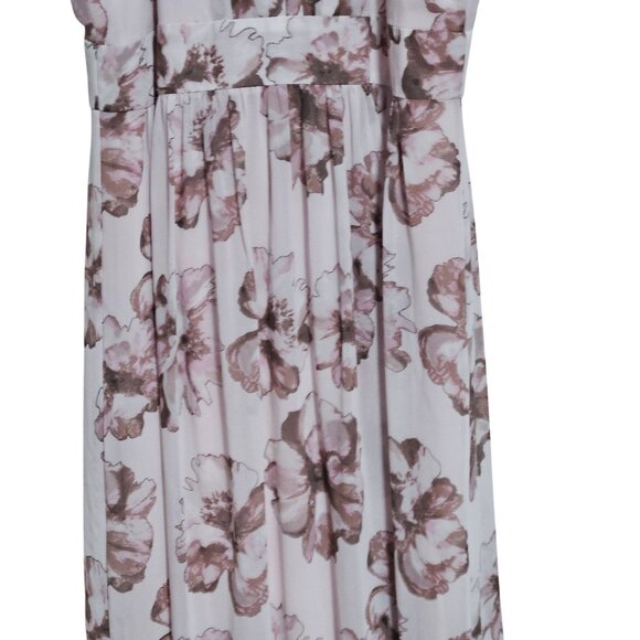 Floral Sleeveless Maxi Dress Bow Tie Neck Size Small Pink Lined Flowing - Picture 3 of 6